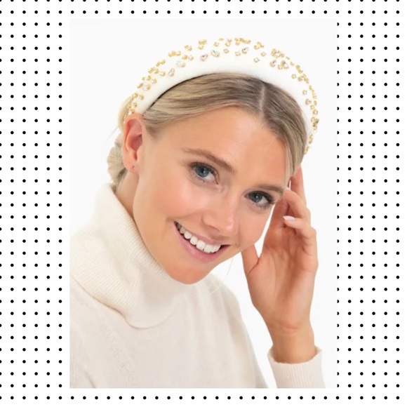 NWT Lele Sadoughi - Ivory Crystal Padded Headband - Picture 11 of 13